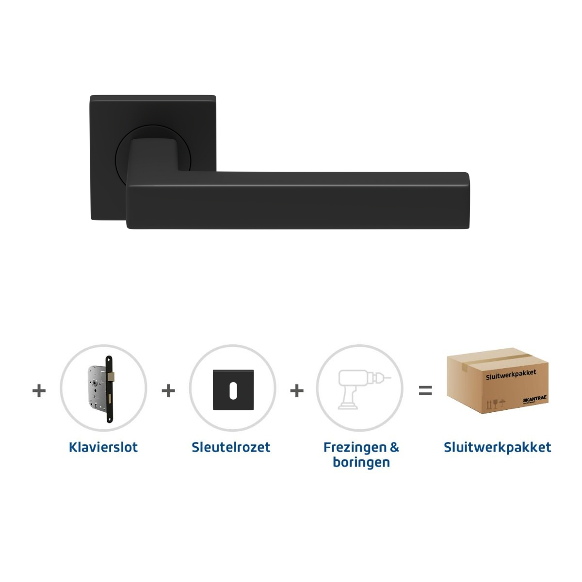 Sluitwerkpakketten met Deurkruk Squared 20 Regular Zwart
